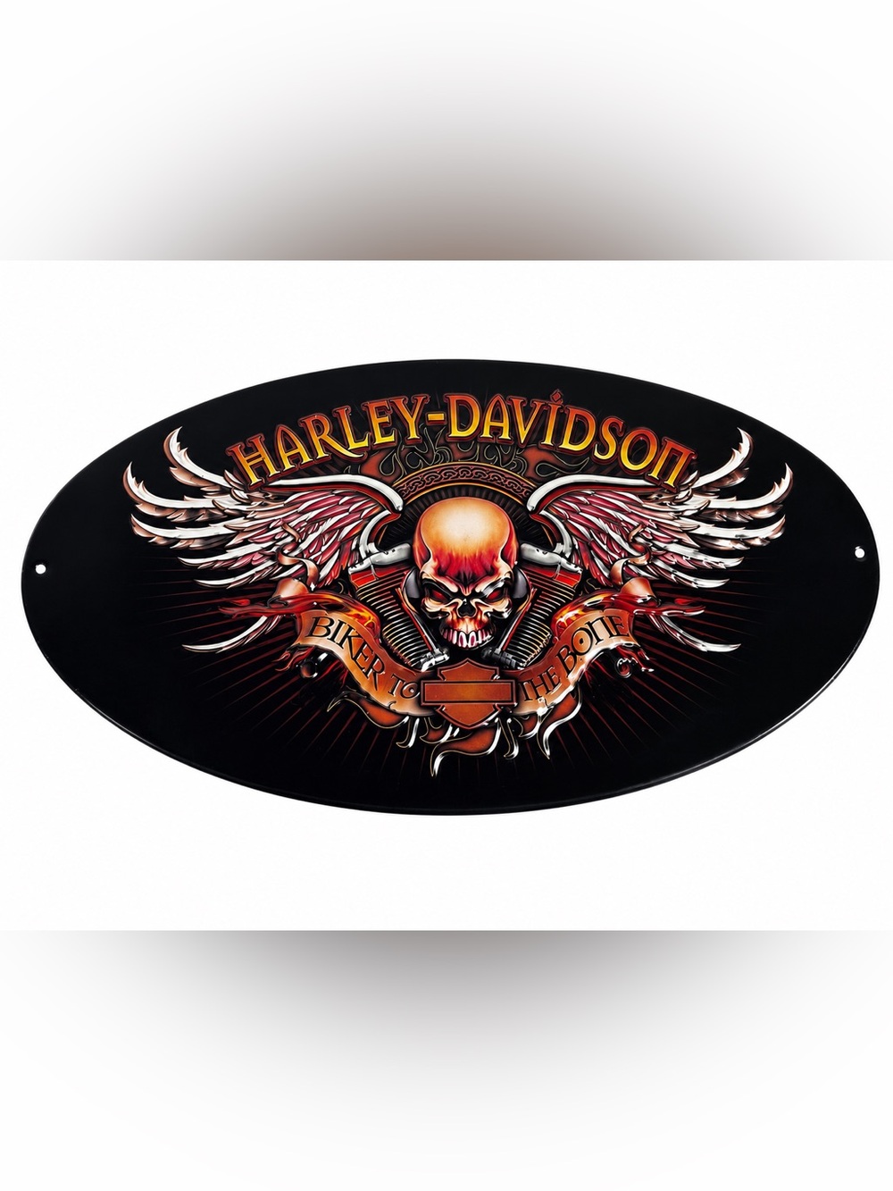 Harley-Davidson Black, Red & Orange Winged Skull Emblem